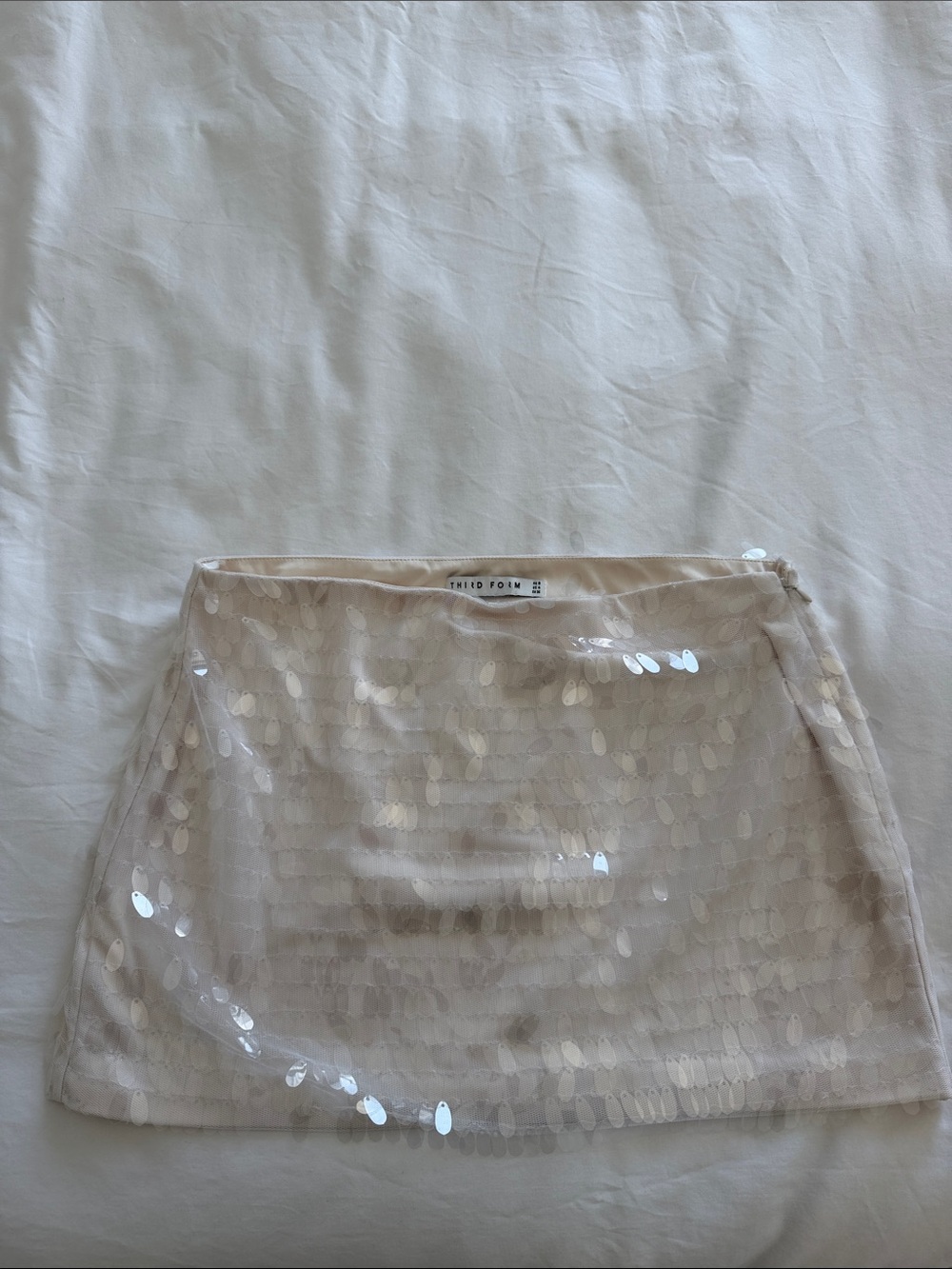 Third Form Cream Sequin Mini Skirt